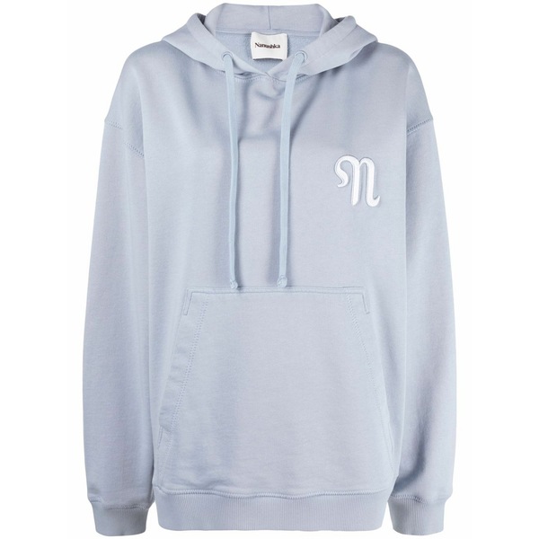 ナヌーシュカ レディース パーカー・スウェットシャツ アウター Logo-embroidered oversize hoodie Blue