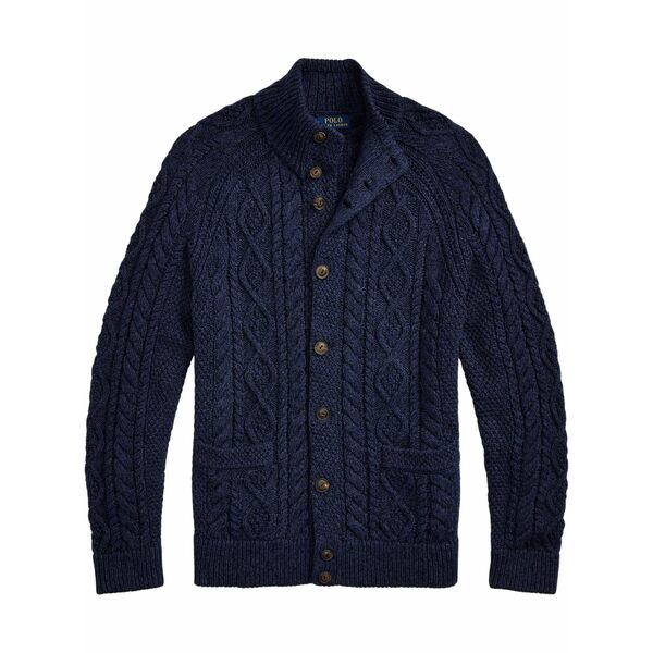 ラルフローレン メンズ ジレー アウター Aran-knit cardigan Blue
