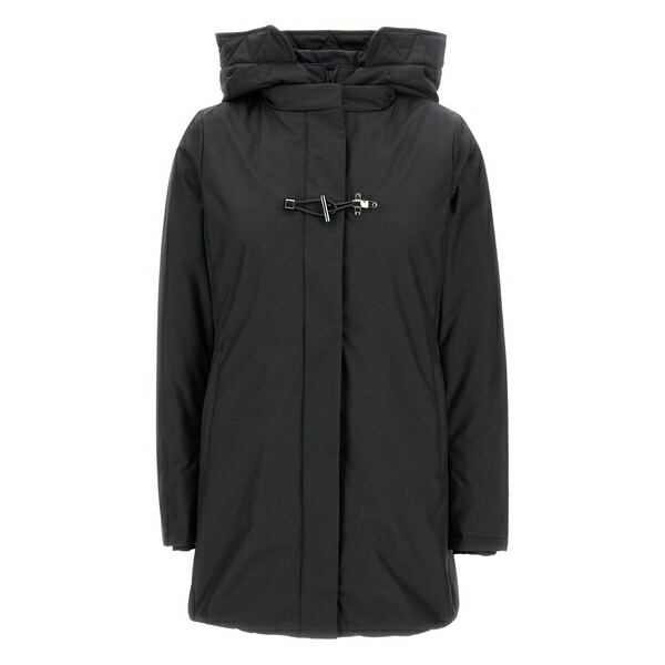 フェイ レディース 厚地の外套 アウター Hooded toggle coat Black