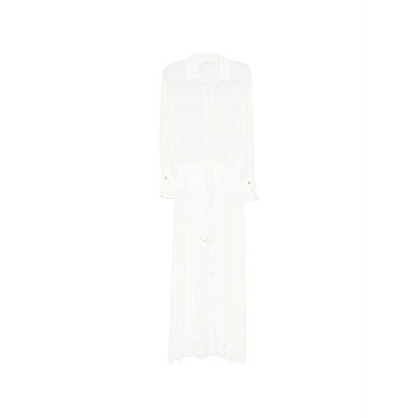 パトリツィア ペペ レディース ワンピース トップス Lace-up ruffled asymmetric dress White｜asty