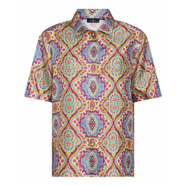 エトロ レディース シャツ トップス Paisley-print silk shirt Pink｜asty