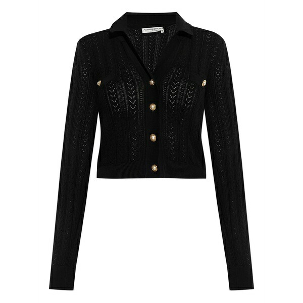 アレッサンドラ・リッチ レディース ジレー アウター Button-embellished knitted cardigan Black