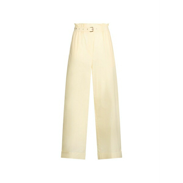 リュージョー レディース カジュアルパンツ ボトムス High-rise cotton trousers Yellow|asty