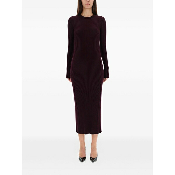 ヘルムート 言葉づかい レディース 衣装 トップス Back-slit ribbed MIDI dress Purple