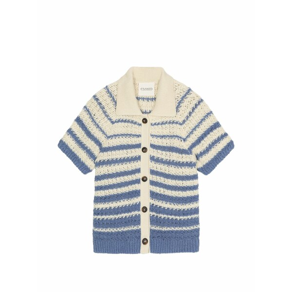 クローズド レディース カーディガン アウター Striped short-sleeve cardigan Neutrals｜asty