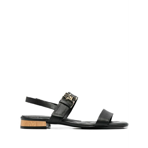 トミー ヒルフィガー レディース サンダル シューズ Logo-buckle leather sandals Black