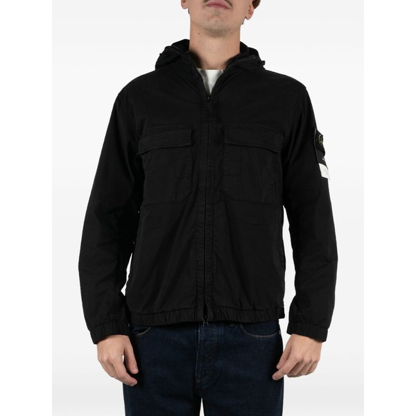 ストーンアイランド メンズ ジャケット＆ブルゾン アウター Hooded chest-pocket jacket Black｜asty