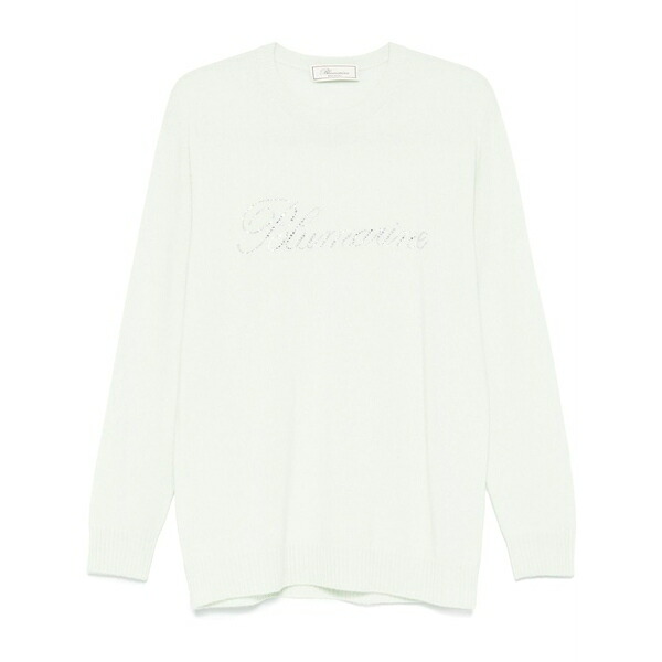 ブルマリン レディース 編み物\u0026プルオーバー アウター Rhinestone-logo sweater Green
