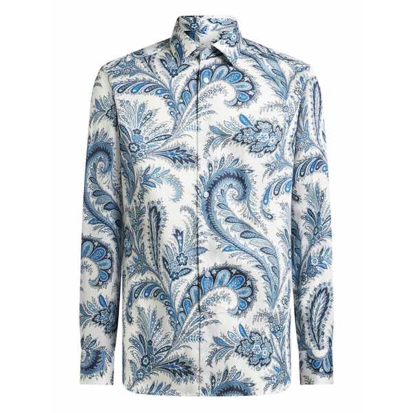 エトロ メンズ プルオーバー トップス Paisley-print long-sleeve shirt Blue