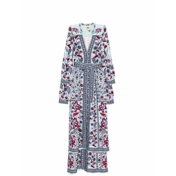 農園 リオ レディース 衣装 トップス Marcelle floral belted MIDI dress Blue