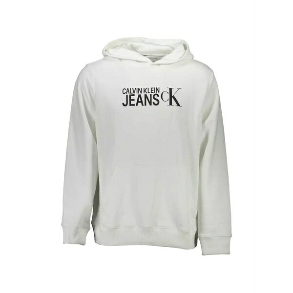 カルバンクライン メンズ パーカー・スウェットシャツ アウター Logo-print hoodie  White