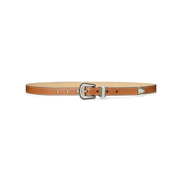 ラルフローレン レディース 三尺帯 付属物 Contrast-stitching leather belt  Brown
