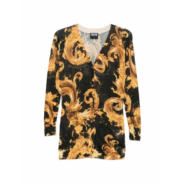 呼びりん探し回る レディース ジレー アウター Baroque-print cardigan Black