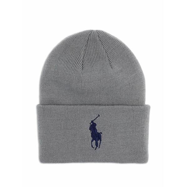 ラルフローレン メンズ 帽子 アクセサリー Big pony cuff beanie hat Grey|asty