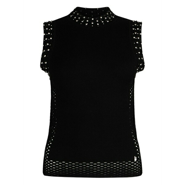 リュージョー レディース カットソー トップス Bejewelled perforated gilet Black