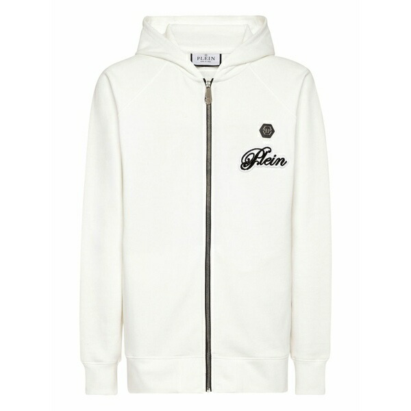 フィリップ飾り気のない メンズ パーカー・スウェットシャツ アウター Basic signature zip-up hoodie White