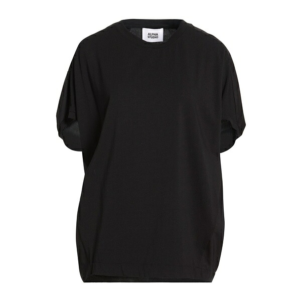 【送料無料】 アルファス テューディオ レディース Tシャツ トップス T-shirts Black｜asty