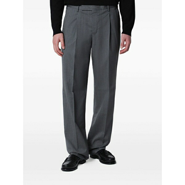 PTトリノ メンズ 心地好いズボン下 ボトムス Pleat-detail tailored trousers Grey
