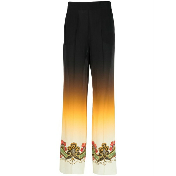 エトロ レディース 心地好いズボン下 ボトムス Graphic-print straight-leg trousers  Black