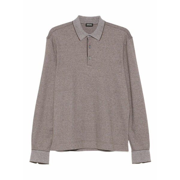 ゼニア メンズ スポーツシャツ トップス Long-sleeved polo shirt Brown