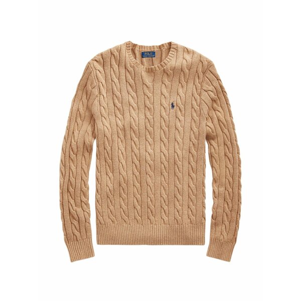 ラルフローレン メンズ ニット&セーター アウター Cable-knit logo-embroidered sweater Neutrals|asty