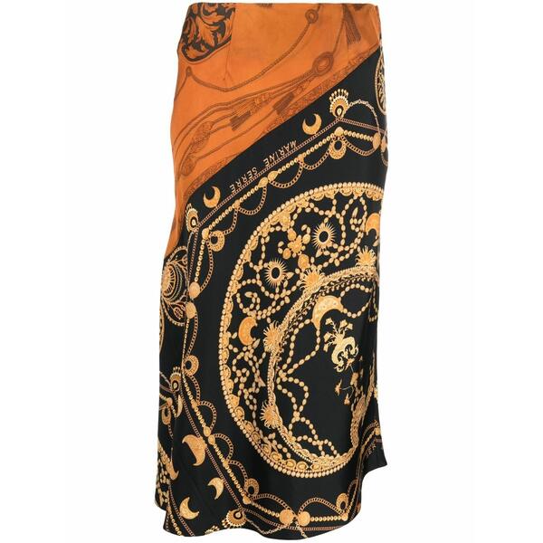 マリーン セル レディース スカート ボトムス Regenerated jewellery-print silk skirt Orange|asty