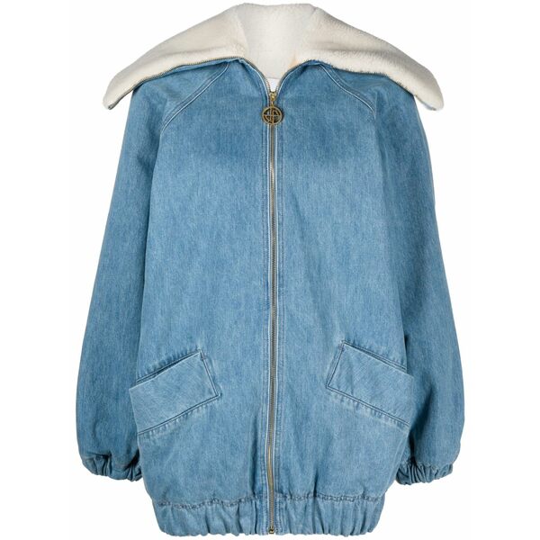 ジャンパトゥ レディース 上衣＆上衣 アウター Faux shearling-trim denim jacket Blue