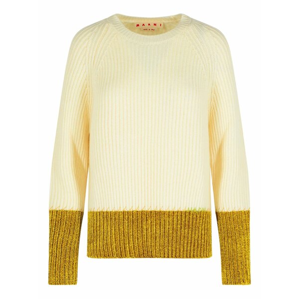 マルニ レディース 編み物\u0026スウェーター アウター Ribbed contrast-hem sweater Neutrals