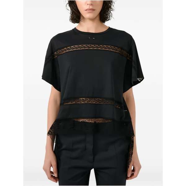 バーバラ ブイ レディース Tシャツ トップス Lace t-shirt Black|asty