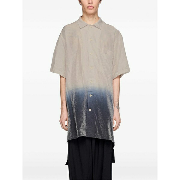 ワイスリー メンズ シャツ トップス Dip-dye short-sleeve shirt Neutrals｜asty 55,990円