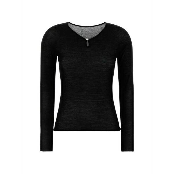 カルヴェン レディース 編み物\u0026スウェーター アウター V-neck sweater Black
