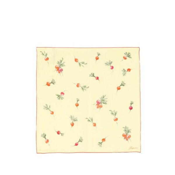 ジャクエムス メンズ えり巻き・袈裟・えり巻き 付属物 Radish-print silk square scarf Yellow