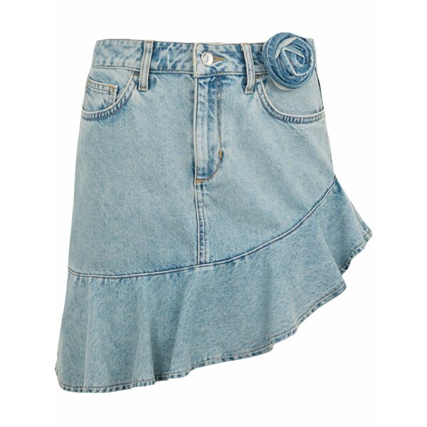 リュージョー レディース デニムパンツ ボトムス Rose-appliqu?? denim skirt Blue|asty