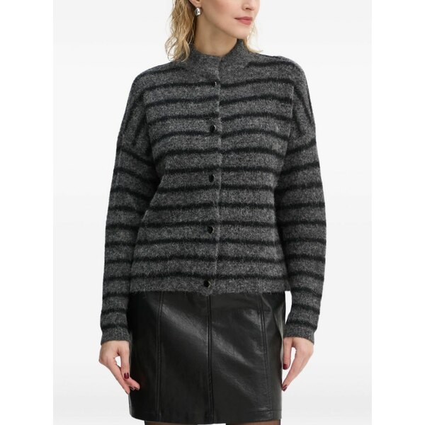ゲタス レディース ジレー アウター Alpha striped button cardigan Grey