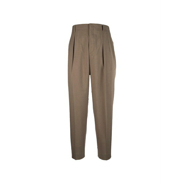 地下室 部屋の入り口 メンズ 心地好いズボン下 ボトムス Belt-loops pleated trousers Brown