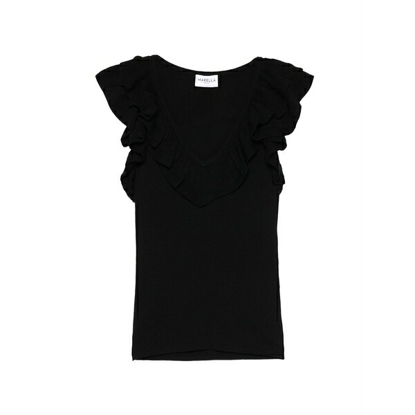マレーラ レディース カットソー トップス Matassa ruffled v-neck top Black