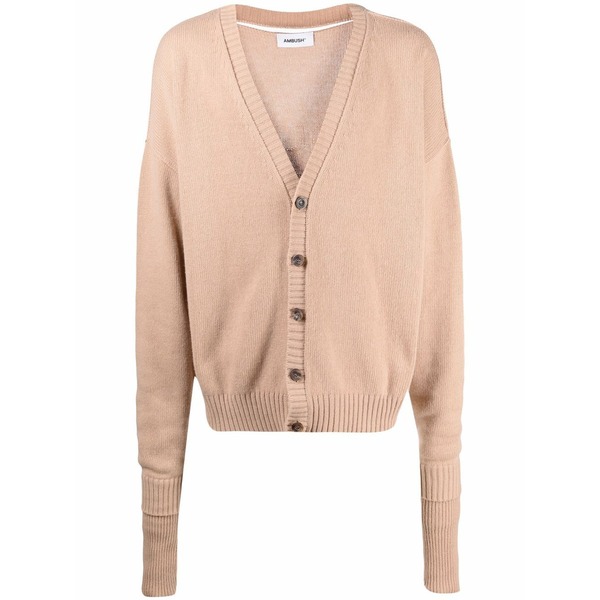 アンブッシュ メンズ ジレー アウター Logo-intarsia cardigan Neutrals