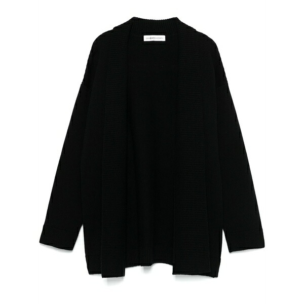 ランベルト・ロザーニ レディース カーディガン アウター Ribbed-knit cardigan Black｜asty