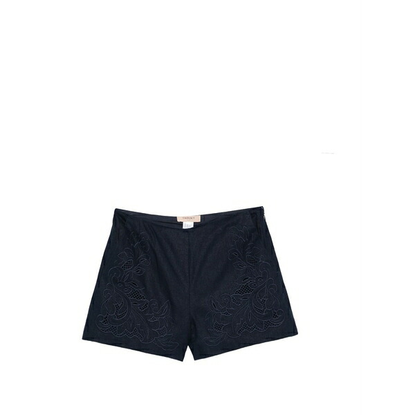 ツイン仕掛ける レディース 心地好いズボン下 ボトムス Embroidered mini shorts Blue