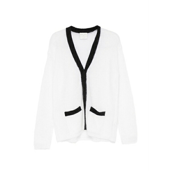 フォルテ フォルテ レディース ジレー アウター Contrasting-trim cardigan White