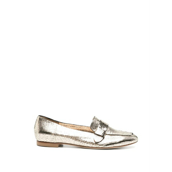 アンナ・エフ レディース スリッポン・ローファー シューズ Snakeskin-effect metallic loafers Gold