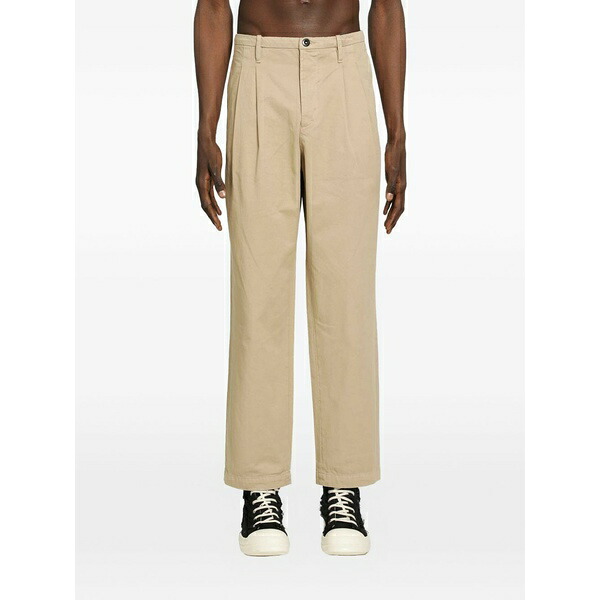 シーピーカンパニー メンズ 心地好いズボン下 ボトムス Pleated cotton-gabardine loose trousers Neutrals