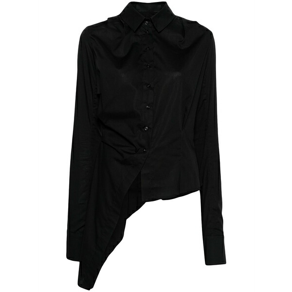 マーク ル ビアン レディース シャツ トップス Asymmetric poplin shirt Black｜asty