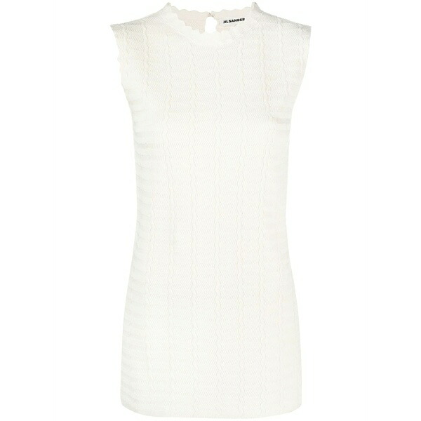 ジル・サンダー レディース 編み物\u0026スウェーター アウター Sleeveless zigzag-pattern sweatshirt White