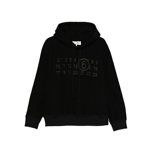 マルタンマルジェラ メンズ パーカー・スウェットシャツ アウター Numeric logo hoodie Black