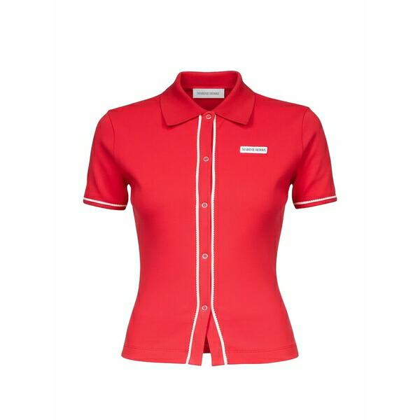 マリーン セル レディース シャツ トップス Ribbed-trim shirt Red