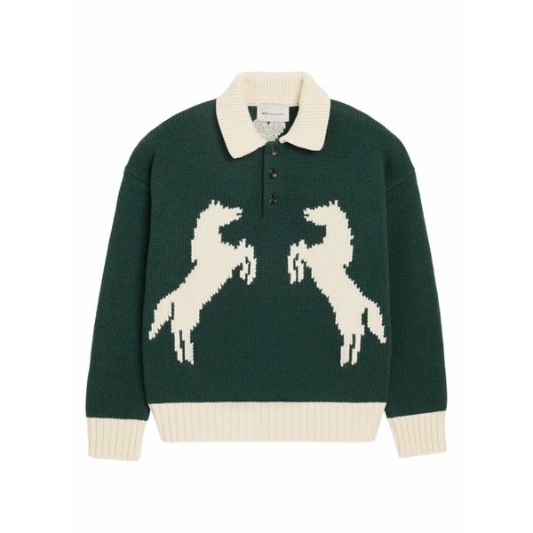 意中の女 メンズ スポーツシャツ トップス Horse-intarsia polo shirt Green