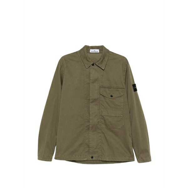 ストーンアイランド メンズ プルオーバー トップス Compass logo-patch shirt Green