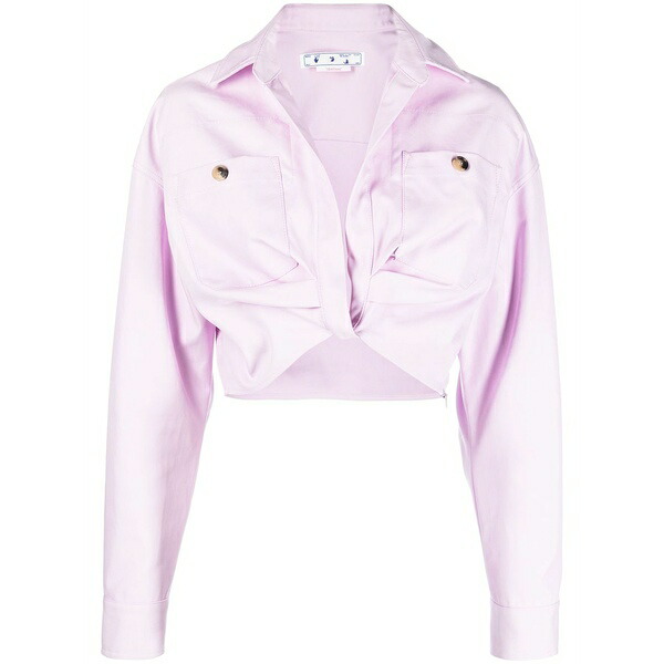 象牙色 レディース 上衣＆上衣 アウター Twisted-front cropped cotton jacket Purple