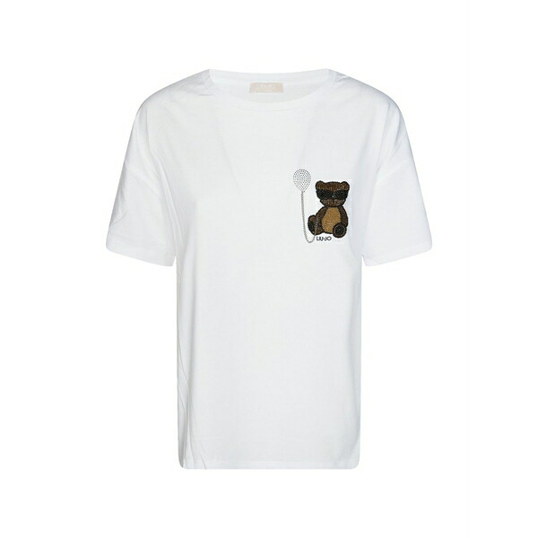 リュージョー レディース Tシャツ トップス Beaded appliqu?? t-shirt White｜asty